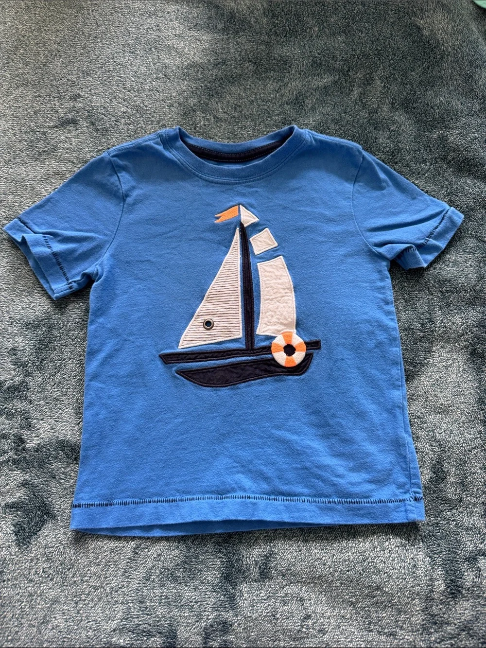 Gymboree Blue Short Sleeve Tee with Sailboat Applique